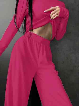 Жіночий костюм штани з лонгслівом Малиновий 50/52 Харків