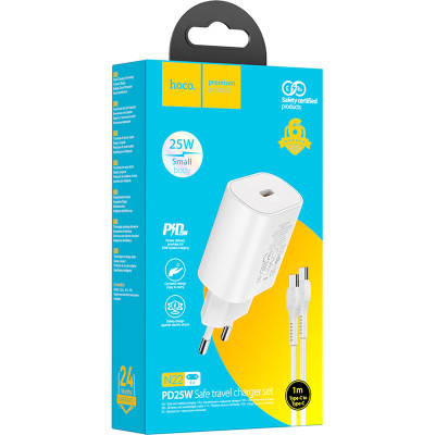 Зарядное устройство HOCO N22 Jetta USB-C PD25W + cable USB-C to USB-C White (6931474760081) Винница - изображение 6