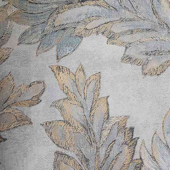 Шпалери метрові вінілові на флізелін 24 Carati Cristiana Masi листя великі сині з золотом на блакитному Київ