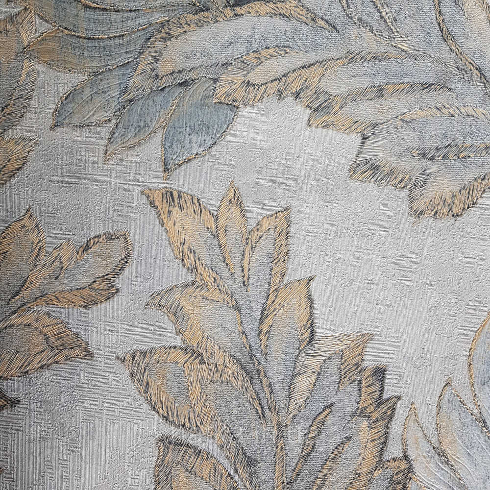 Шпалери метрові вінілові на флізелін 24 Carati Cristiana Masi листя великі сині з золотом на блакитному Київ - фото 2