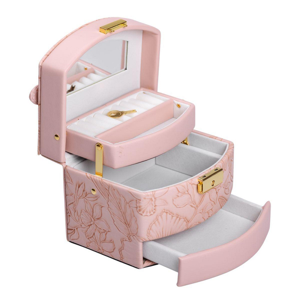 Скринька для прикрас з еко шкіри 3 яруси із замком органайзер для ювелірних виробів HP-5-23P Київ - фото 2