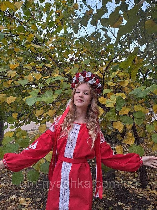 Віночок український червоний сценічний зі стрічками Кривий Ріг - фото 9