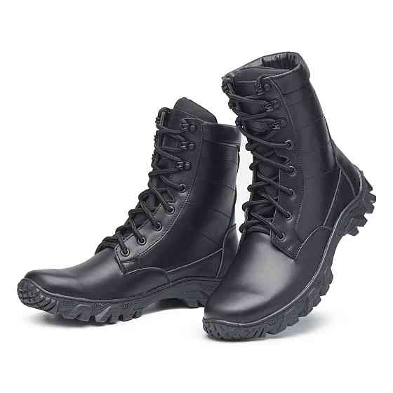 Тактичні берці чорні шкіряні прошиті — міцні, зносостійкі, водонепроникні, для армії та спецпідрозділів Харків