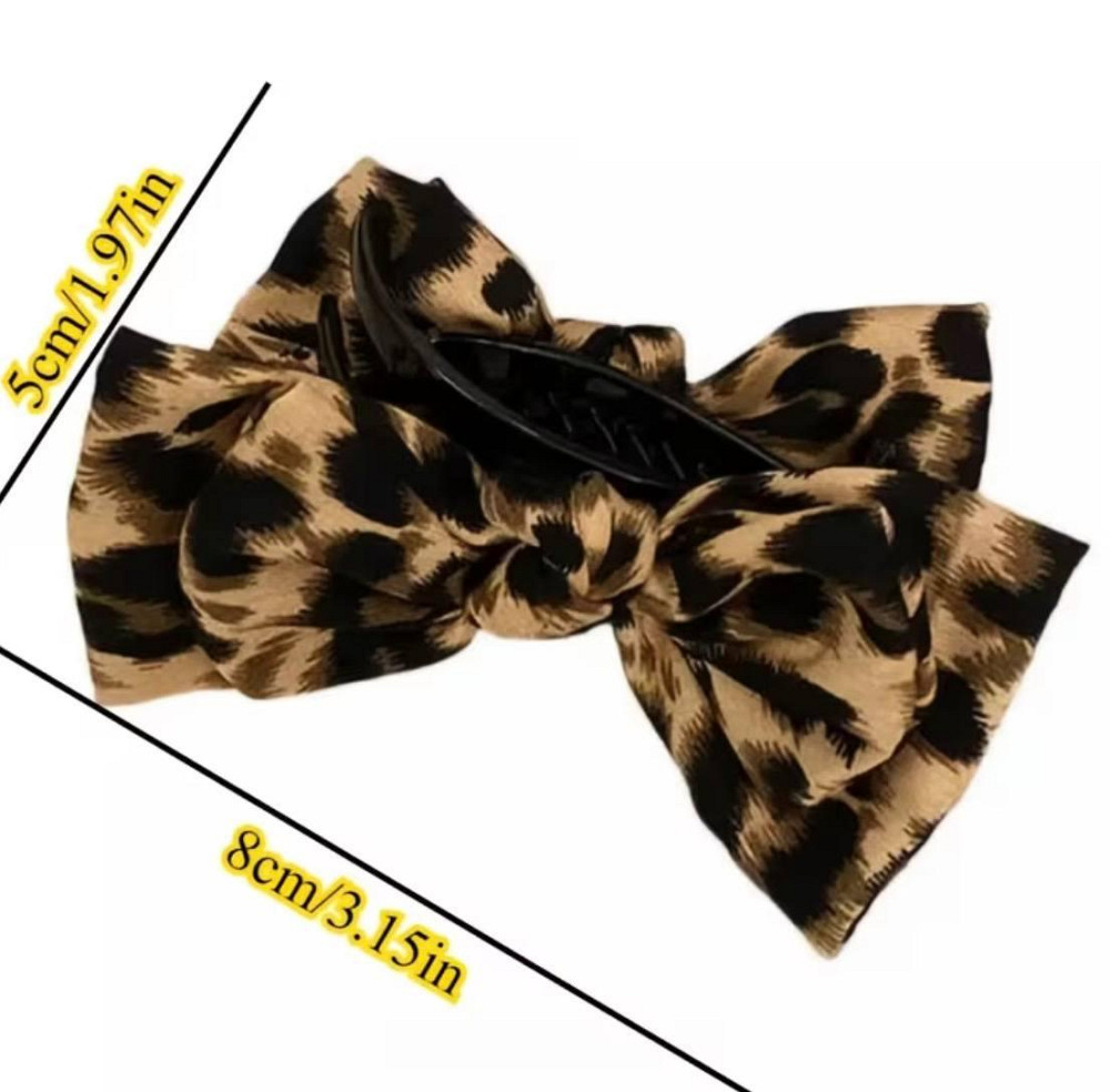 Заколка краб для волос с бантом леопардовый принт, набор 2 шт Киев - изображение 3