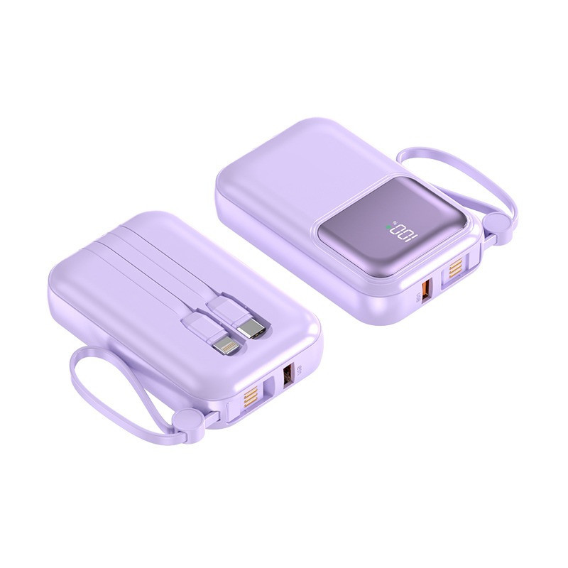 Павербанк 10000мАг з швидкою зарядкою 22.5Вт і вбудованими кабелями Type-C/Lightning/USB, Powerbank 22.5Вт Purple Кам'янець-Подільський - фото 8