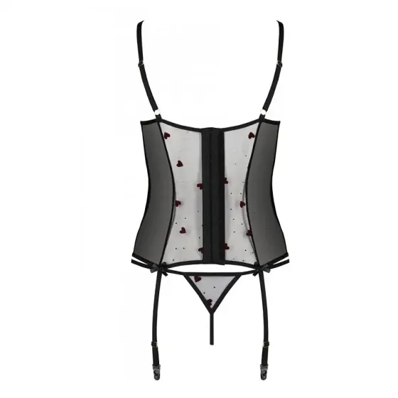 Корсет з підв'язками, стрінги Passion LOVELIA CORSET S/M, black Львів