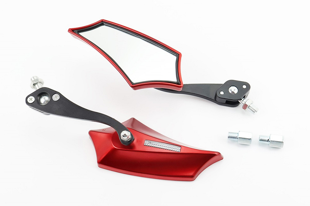 Дзеркала к-кт "ПРИЗМА" SPORT, червоні, м10 + перехідник під кріплення М10 прав/лев. Yamaha (з регулюванням нахилу), тип 1 Киев - изображение 1