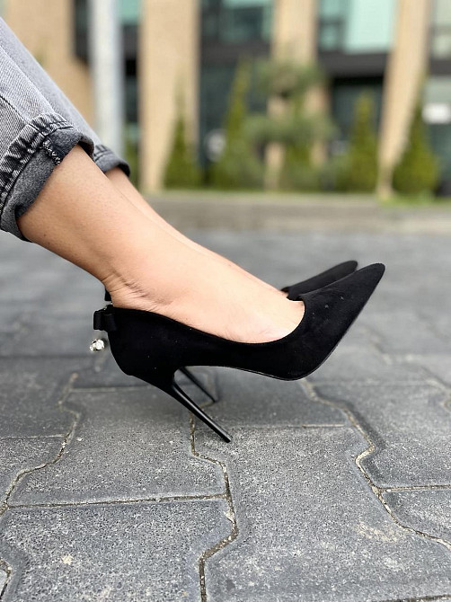 Туфлі жіночі Avelina чорні еко-замша каблук 11см 38р (3723) Коломия - фото 7