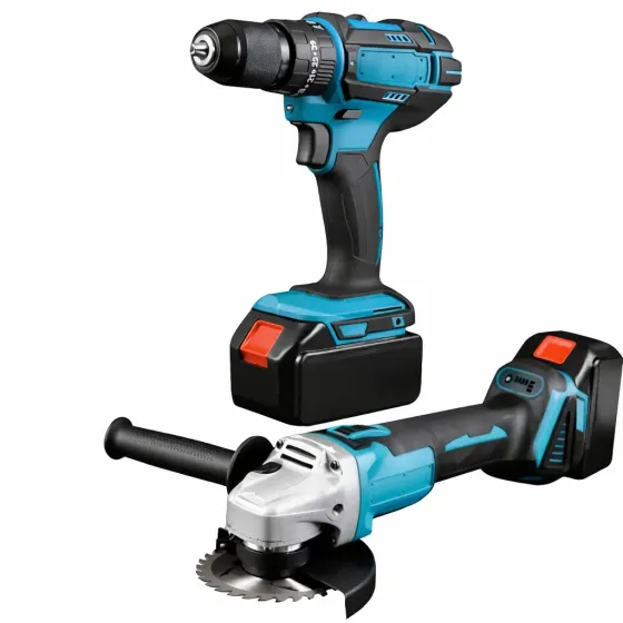 Набор аккумуляторных инструментов шуруповерт + болгарка 48V (2 акб) Синий Коломия