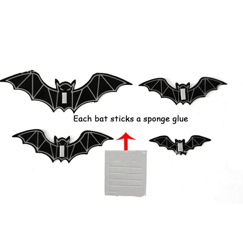Наклейки Хэллоуин Летучие мыши фосфорные 12 штук черный Киев - изображение 3