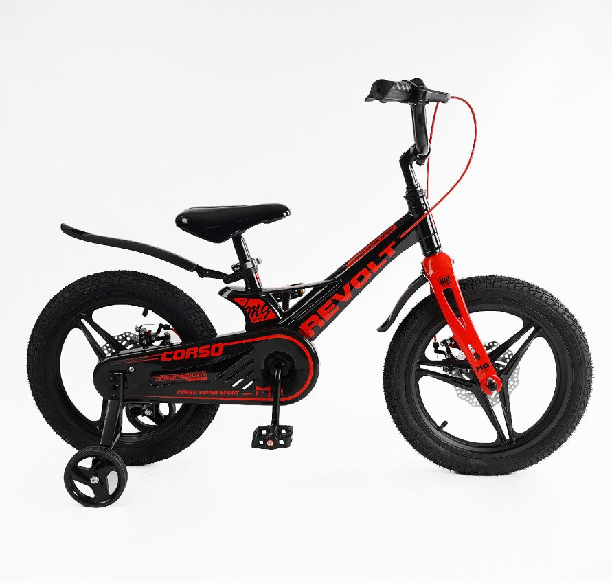 Велосипед 2-х колісний CORSO REVOLT 16 дюймів дискові гальма додаткові колеса Червоний (MG-16510) Чернігів - фото 2