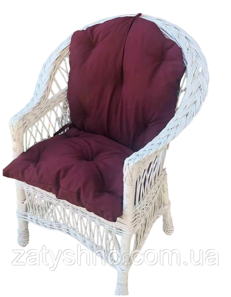 Крісло біле з бордовою накидкою Київ - фото 1