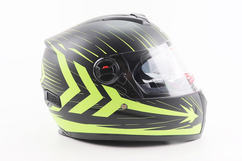 Шолом інтеграл, закритий (сертифікація DOT)+відкидні окуляри BLD-М61 M (57-58см), ЧОРНО-ЖОВТИЙ (флуоресцентний) Київ - фото 3