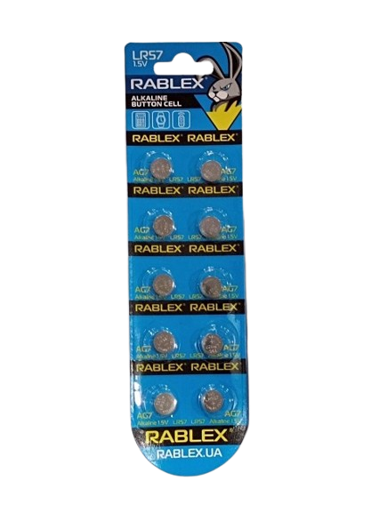 Батарейки-Таблетки Rablex LR57/AG7/1.5V блістер 10шт. Дніпро - фото 1