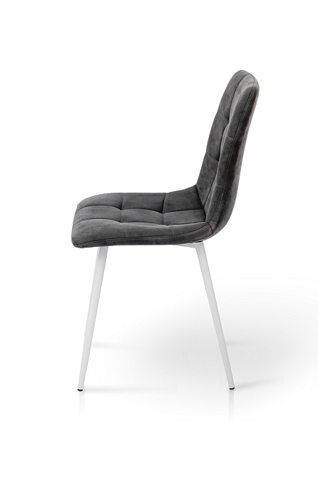 Стілець Чілі (круглий) білий/мкфібра вінтаж сірий Київ - фото 4