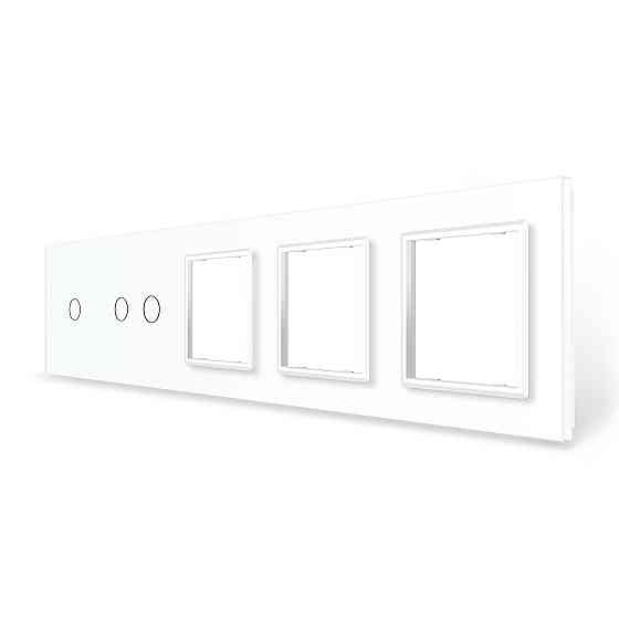 Рамка 5-постова для одного 1-сенсорного та одного 2-сенсорного вимикачів і трьох розеток (1-2-0-0-0) LIVOLO, загартоване скло, біла, 365×80 мм (VL-P70 Коломыя
