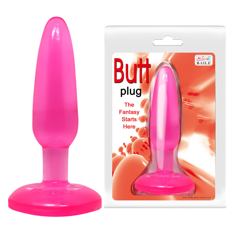 Анальна пробка на присосці BAILE Butt Plug, рожева, 14×3.5 см Sex Aura Київ - фото 1