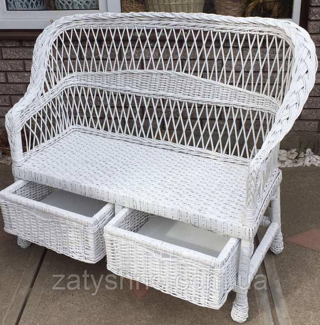 Диван плетеный белый с шухлядой Киев - изображение 4