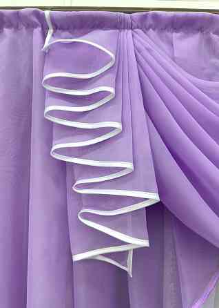 Кухонный ламбрекен VR-Textil № 107к из тюля сиреневый с белым 200х170 см (52-1050) Киев