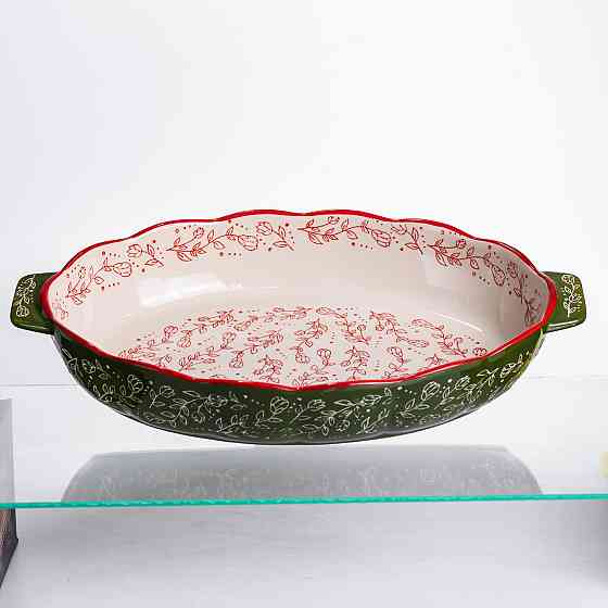 Yiwu Форма для запікання Vintage 40×25×6.5 (см) овальна з ручками Зелена HM05-04 Коломия