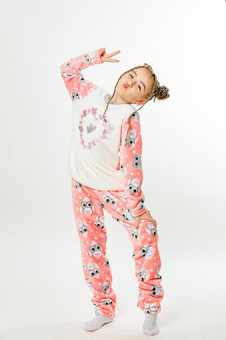 Пижама детская, тёплая, для девочки,  велсофт, розовая, топ Крохатушка одяг Киев - изображение 1