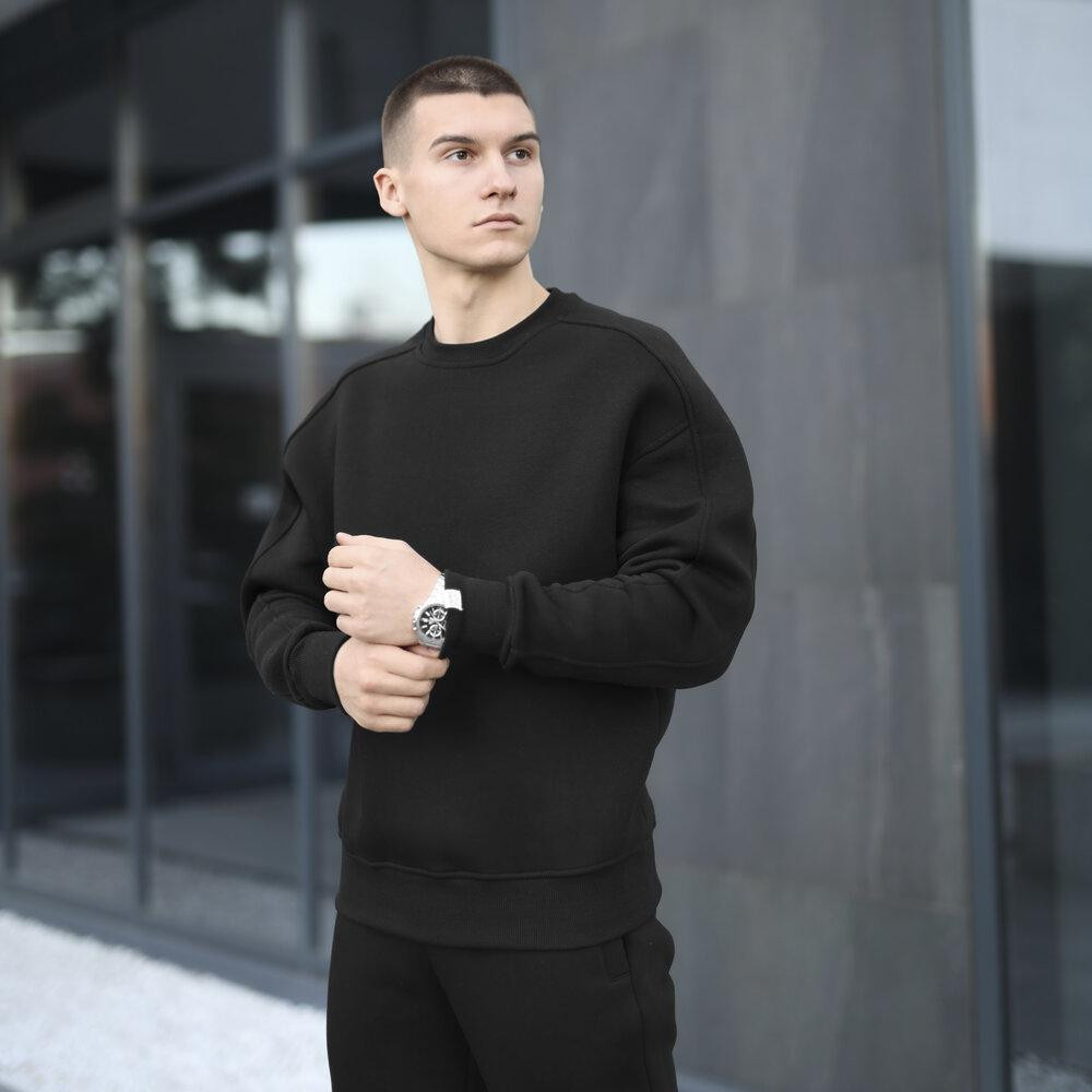 Оверсайз свитшот черный мужской осень зима Pobedov Hubble. Оверсайз кофта черная Киев - изображение 6