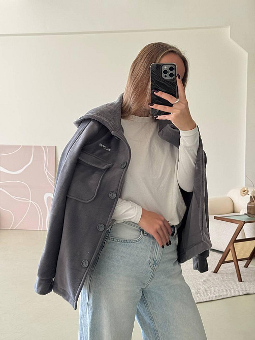 Жіноча стильна тепла сорочка з ґудзиками-поліс Сірий Одеса - фото 3