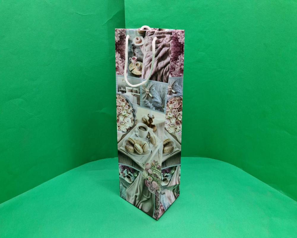 Пакет бумажный подарочный под бутылку  12/9/36(артBUT-83) (12 шт) Харьков - изображение 1