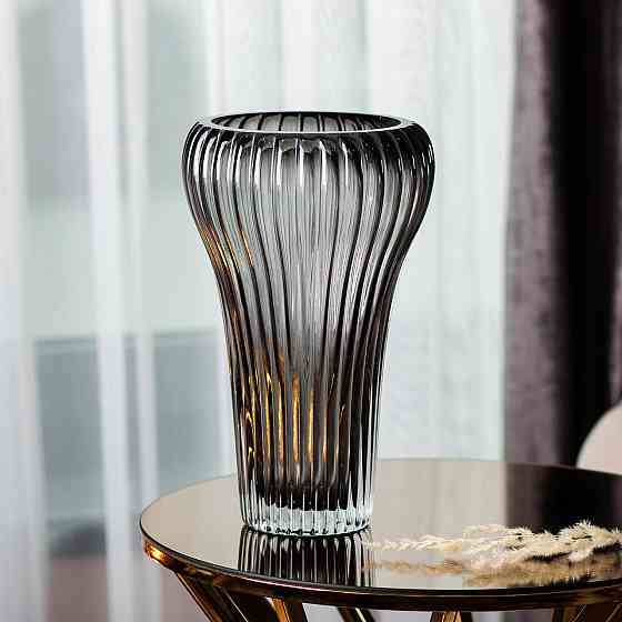 Серая декоративная стеклянная ваза 27,5 см Киев