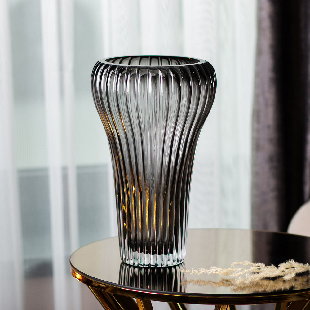 Серая декоративная стеклянная ваза 27,5 см Киев - изображение 3