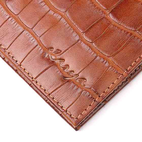 Небольшой мужской зажим из фактурной кожи под рептилию KARYA 21051 Коричневый Киев