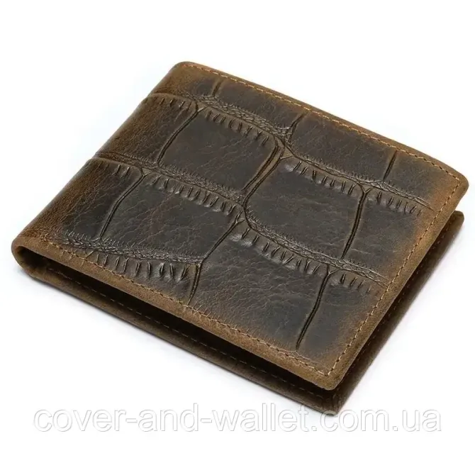 Горизонтальный мужской кожаный кошелек под крокодила беж застежки Vintage Киев - изображение 1