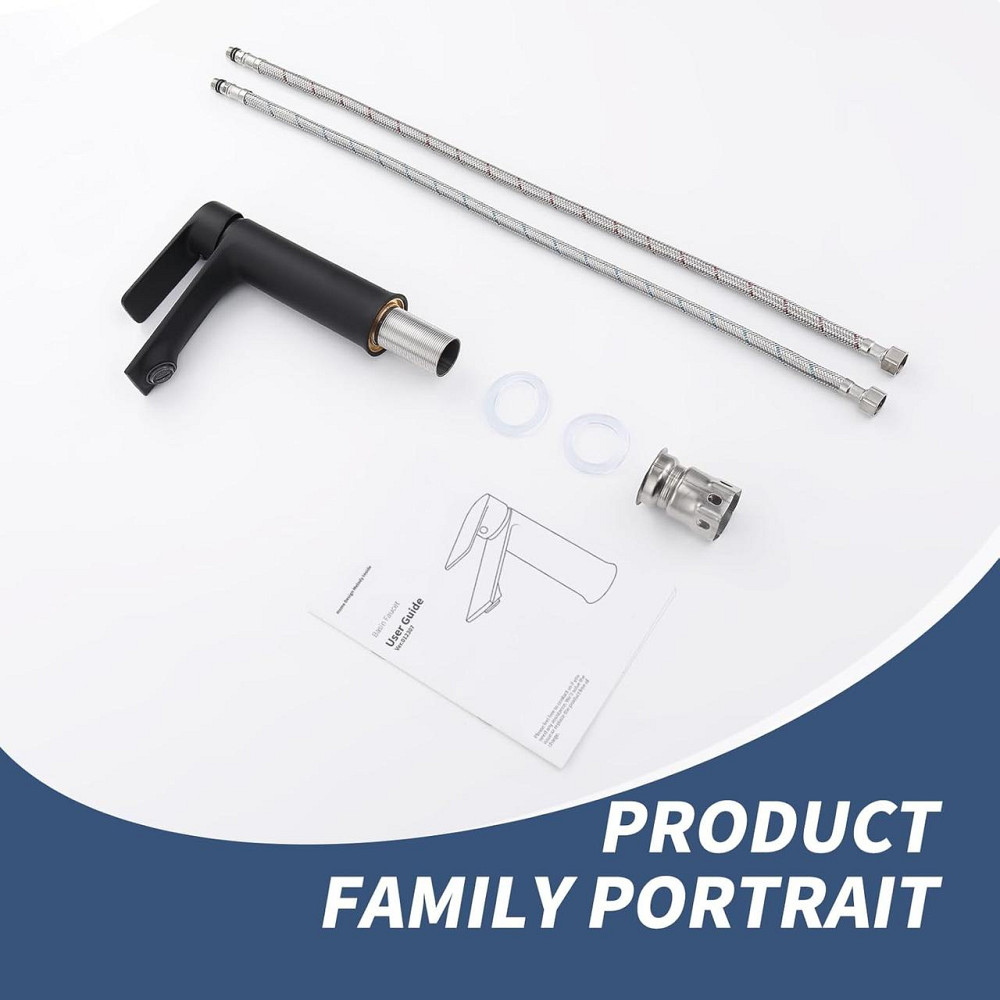 Змішувач для ванни HOMELODY E44022000 Чорний матовий одноважільний для раковини та ванни латунь регулювання потоку Київ - фото 7