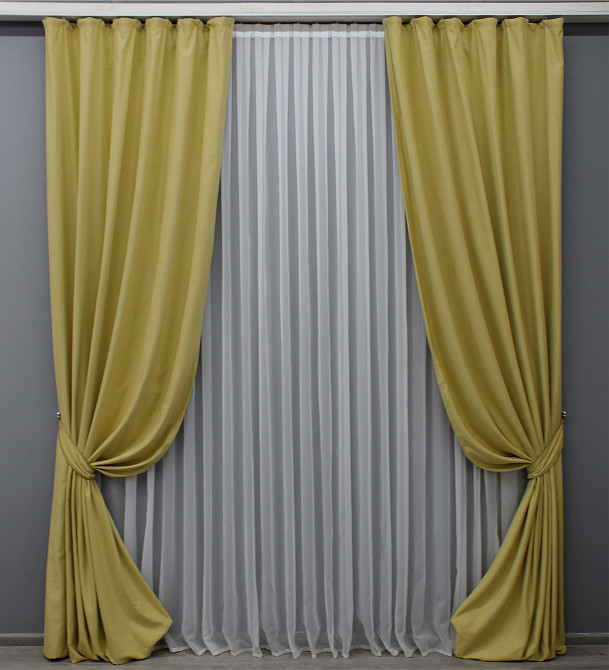 Комплект готових штор VR-Textil Нубук однотонний № 1520ш Світло-золотистий 150х250 см 2 шт (39-928) Київ - фото 2