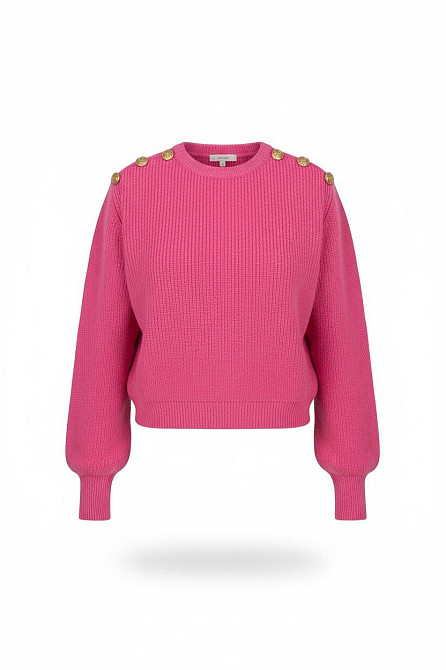 Свитер женский MIX RAY 6733 укороченный с золотыми пуговицами на плечах, малиновий, one size Киев - изображение 20