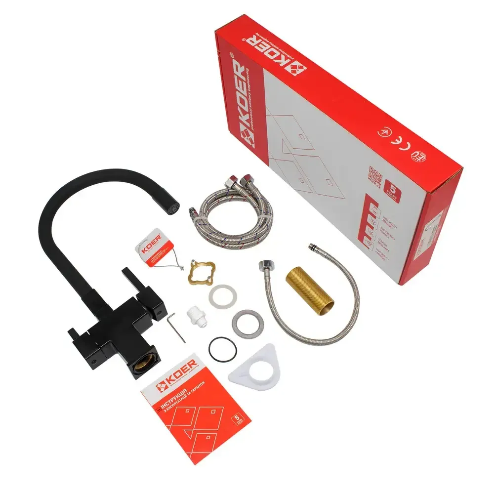 Змішувач для кухні Koer KB-72023-05 з виходом для питної води латунь/колір чорний (KR5009) Чернівці - фото 7