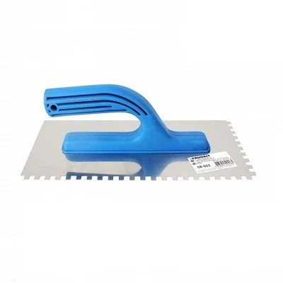 Терка нержавійка зубчаста з пластиковою ручкою 125х270 мм, зуб 6х6 мм, Україна Харків