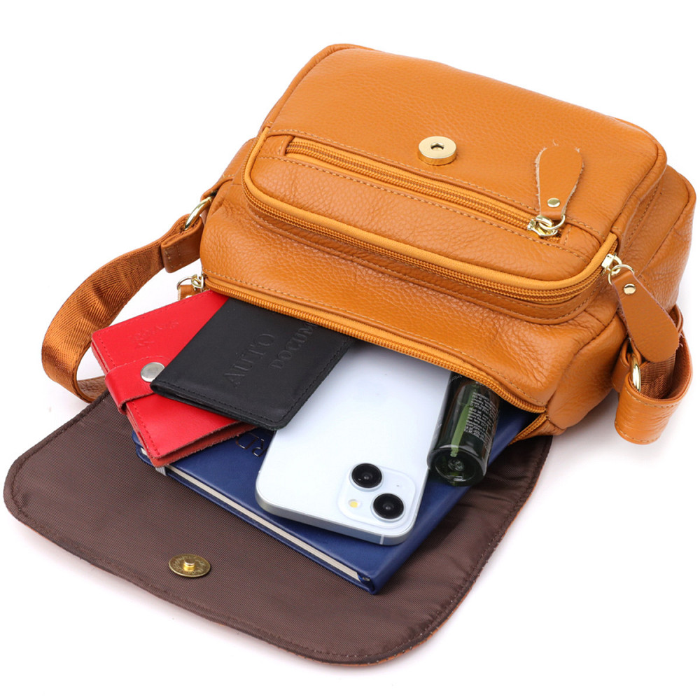 Вместительная повседневная сумка из натуральной кожи для женщин Vintage 22968 Рыжий Киев - изображение 9