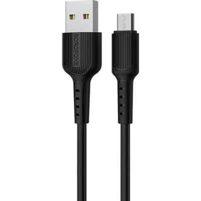 Дата кабель USB 2.0 AM to Micro 5P 1.0m 2A PVC BX16 black BOROFONE (6957531099499) Винница