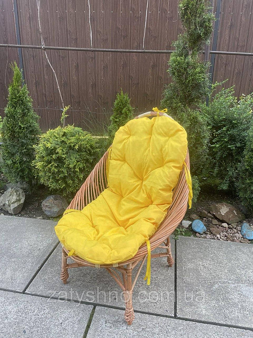 Кресло плетеное из лозы с желтой подушкой Киев - изображение 6