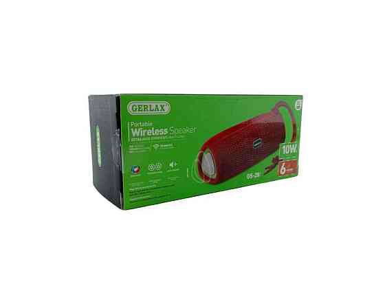 Портативная колонка GS-28, BT / USB / FM / AUX /microSD LED, 1200mAh TWS 13x13x17cm красная ТМ Gerlax Киев