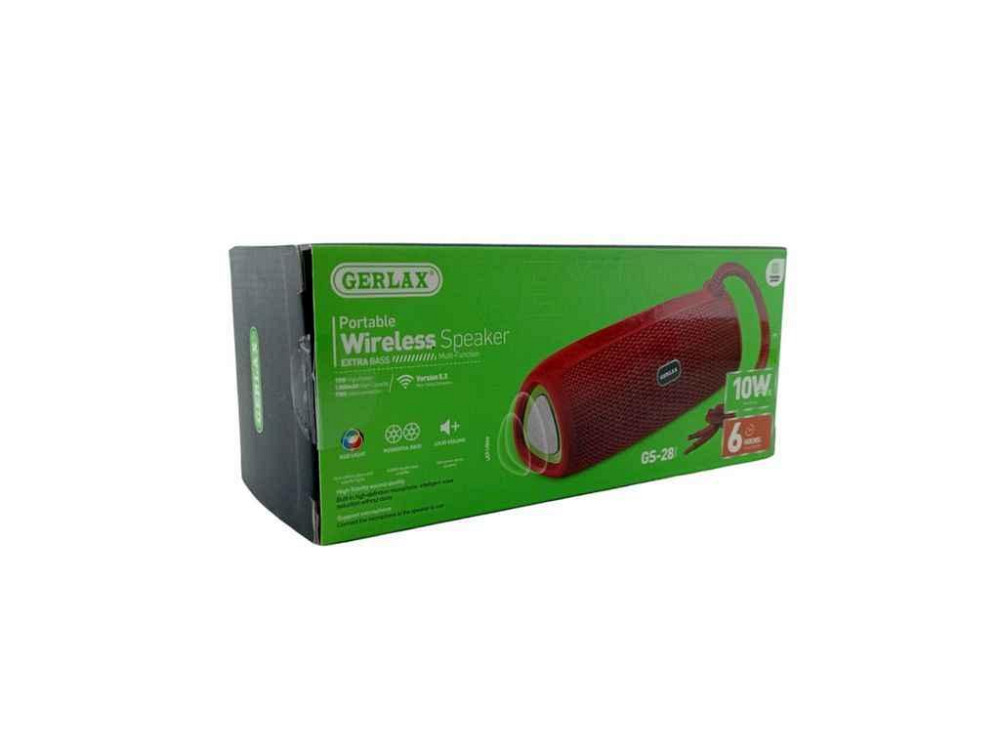 Портативна колонка GS-28, BT/USB/FM/AUX/microSD LED, 1200mAh TWS 13x13x17cm червона ТМ Gerlax Київ - фото 1