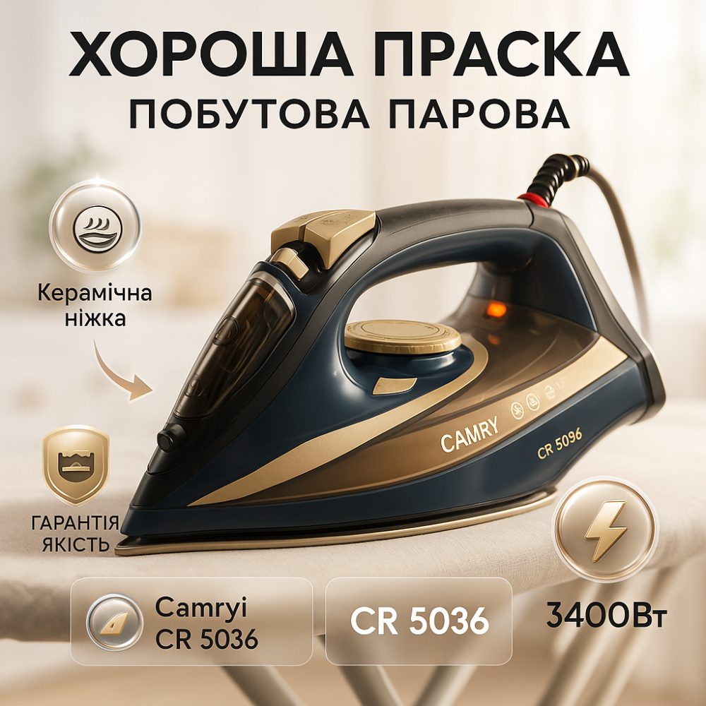 Паровой утюг для легкой глажки Camry CR 5036 3400Вт, Хороший утюг бытовой паровой QD-19 Львов - изображение 9