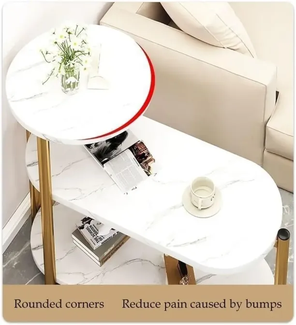 Журнальный мраморный столик с тремя ярусами DASH-5497 65х30х62см Коломия - фото 4