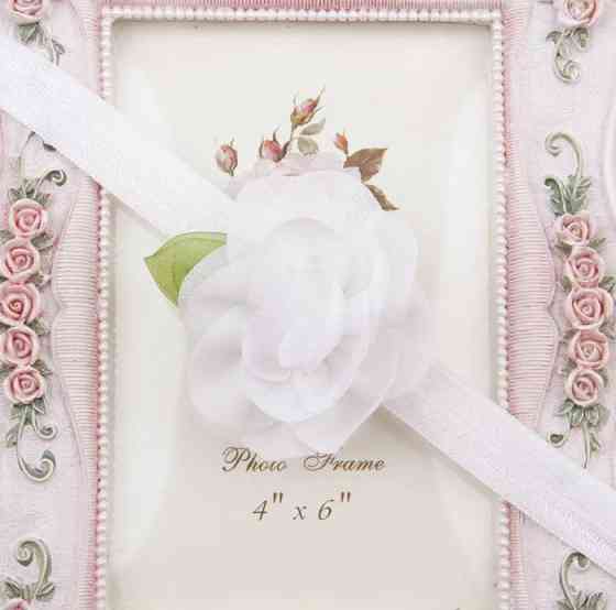 Детская повязка белая - размер универсальный (на резиночке), размер цветка 5,5см Киев