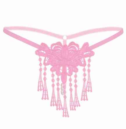 Еротичні стрінги з бусинками рожеві - розмір універсальний (на резинці), 15% нейлон, 85% поліестер Київ