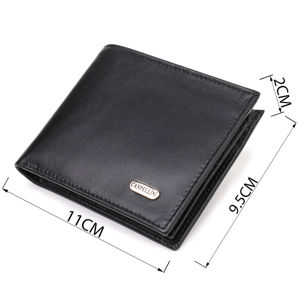 Класичне чоловіче портмоне з натуральної гладкої шкіри CANPELLINI 21786 Чорне Київ - фото 4