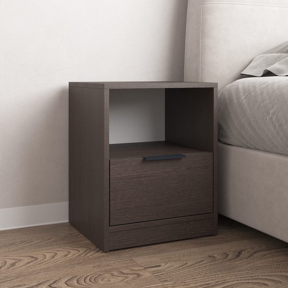 Тумба прикроватная VAYS M-31 Венге Темный, с ящиком и полкой, ЛДСП, 40х35х50 см – для спальни Львов - изображение 1
