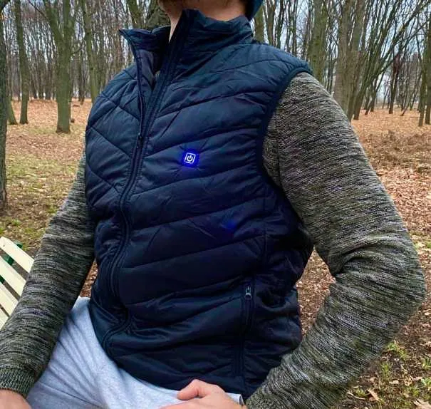 Чоловічий жилет з підігрівом USB для кемпінгу та риболовлі (Чорний) L Вінниця - фото 9