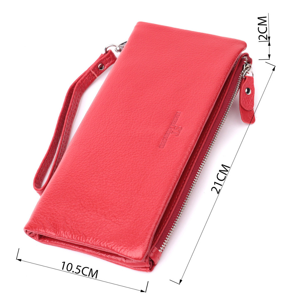 Кошелек-клатч для женщин с двумя молниями из натуральной кожи ST Leather 22526 Красный Киев - изображение 3